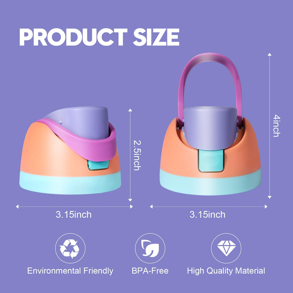 Branbox Replacement Lid for Owala, Compatible with Owala Cup 16oz 24oz 32oz 40oz, One Button Water Bottle Top Lid for Owala, Leakproof, BPA-Free, Orange-Purple (Orange-Purple)