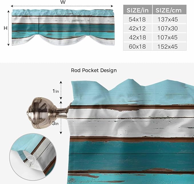 Turquoise Teal Tie Up Valance Curtains