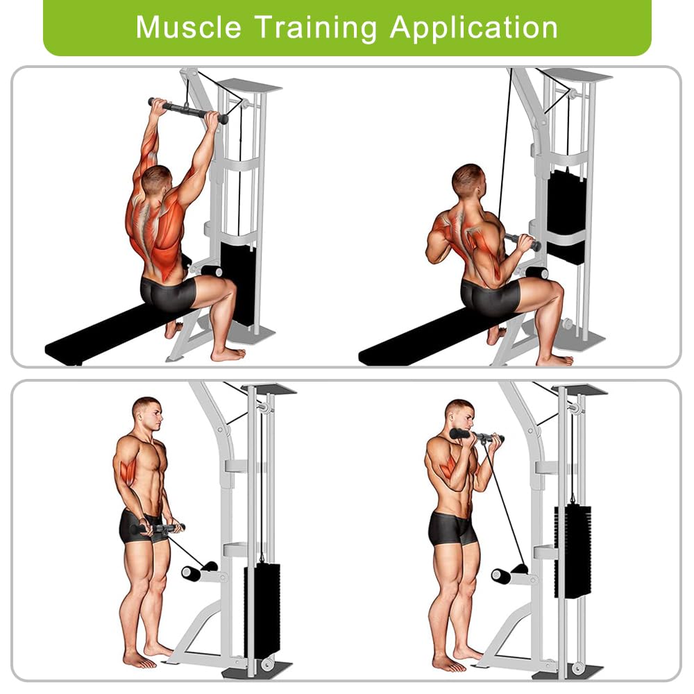 SELEWARE 22" Straight Bar Cable Attachment Tricep LAT Pull Down Attachment