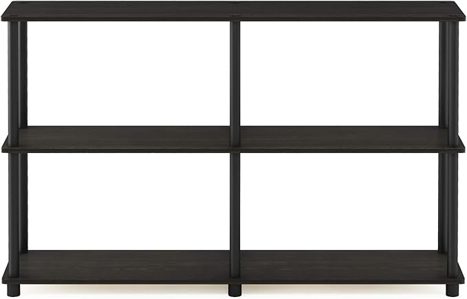 Furinno TURN-N-TUBE Storage Shelves, 3-Tier 47.4 Wide Book Shelf, Corner Shelf, Toolless Open Shelves, for Organization and Storage, Living Room, Garage, Home Office, Espresso