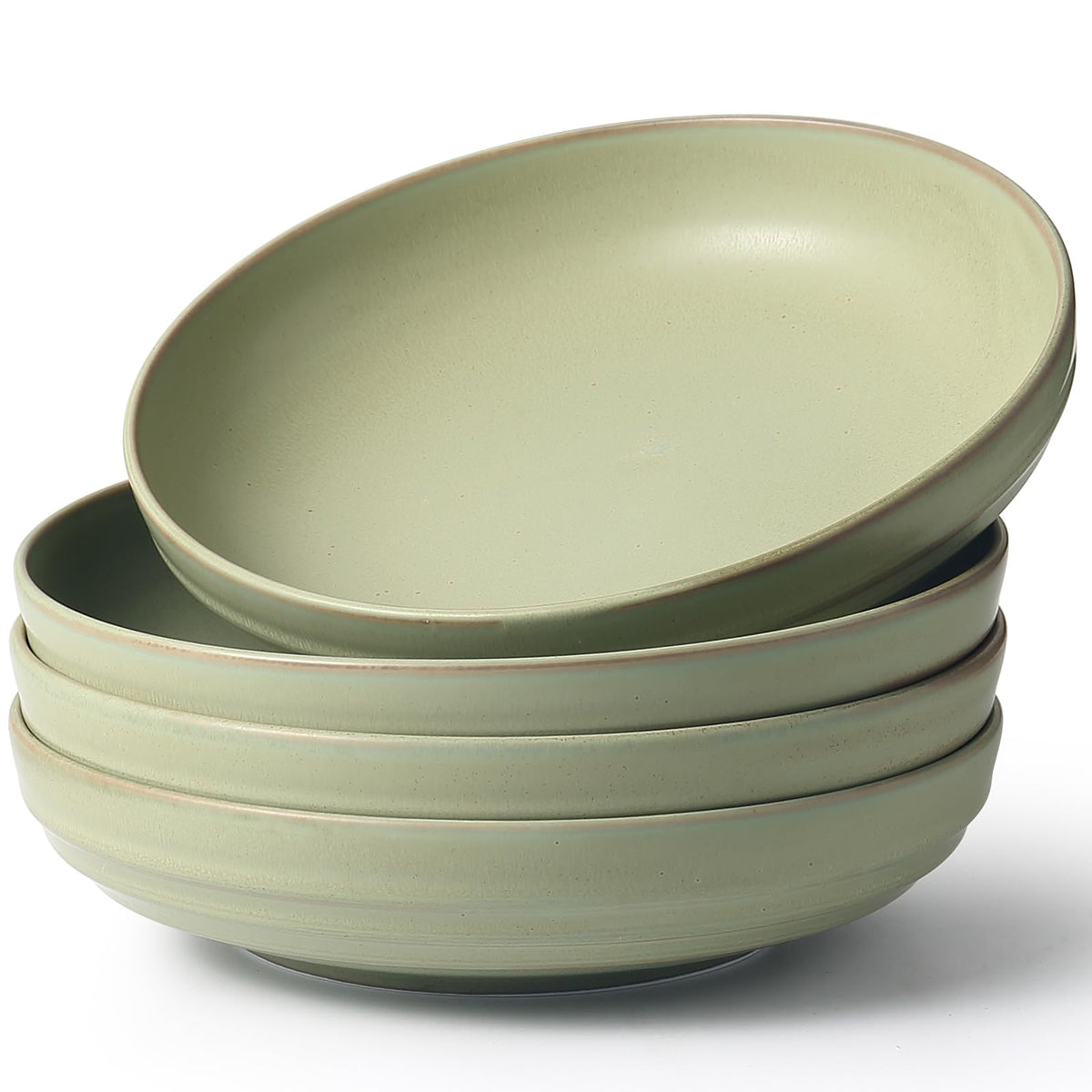 HAPPY KIT Stoneware 9'' Pasta Bowls 42oz Set of 4, Bronze Gray