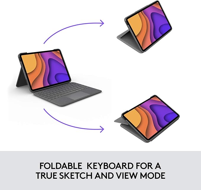 Logitech Folio Touch iPad Keyboard Case with Trackpad and Smart Connector for iPad Air 11-inch (M2 & M3), iPad Air (4th & 5th gen) – Graphite