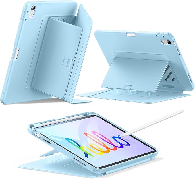 ESR for iPad A16 Case, iPad 11th/10th Generation Case (2025/2022), Vertical Stand Cover, Multi Stand Angles, Ultra-Stable Cover with Pencil Holder, Flip Series, Sky Blue