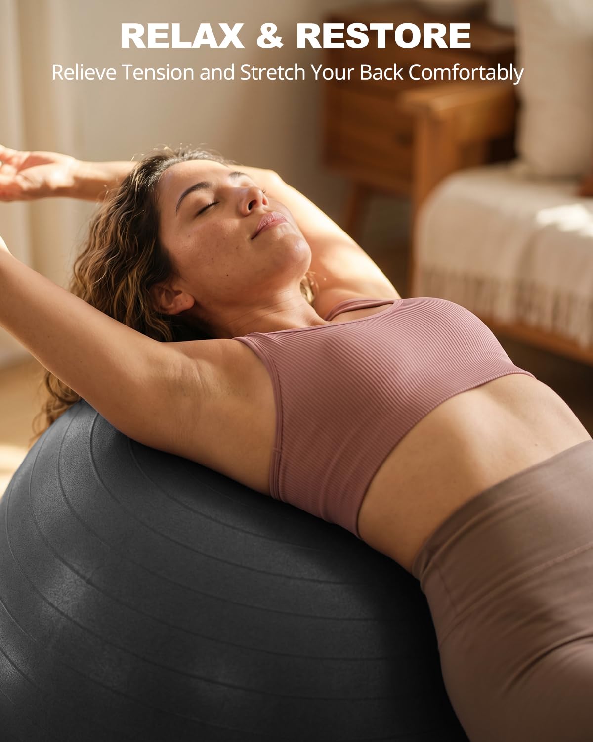 Trideer Exercise Ball for Yoga, Pilates & Fitness – Stability Ball Equipment for Home Gym & Office Chair, Core & Balance Training Accessories, Physical Therapy Equipment, Quick Pump Included, 5 Sizes