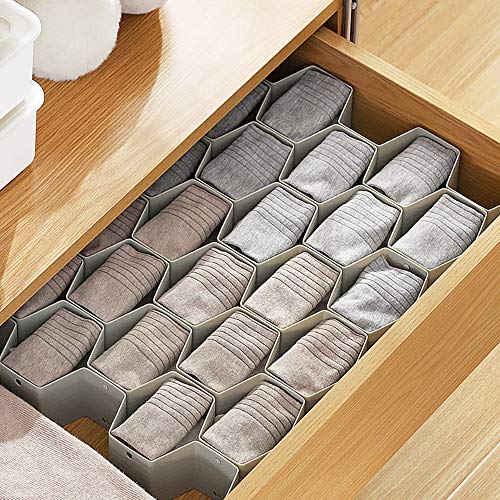 Poeland Drawer Divider Organizer DIY Plastic Grid Honeycomb Drawer Divider Gray 2 Pack - color: Gray(2pack)