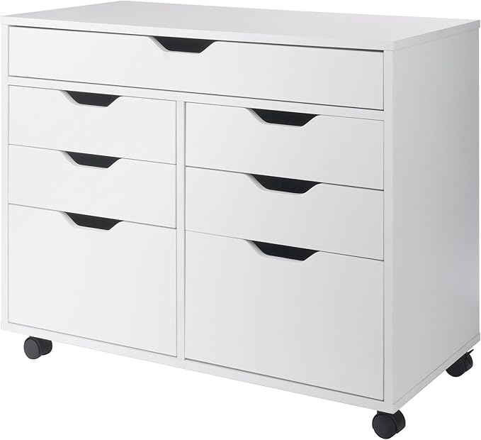 Winsome Halifax Storage Mobile Cabinets, 2 Doors, 4 Drawers, 1 Wide Drawer, for Home Office, White