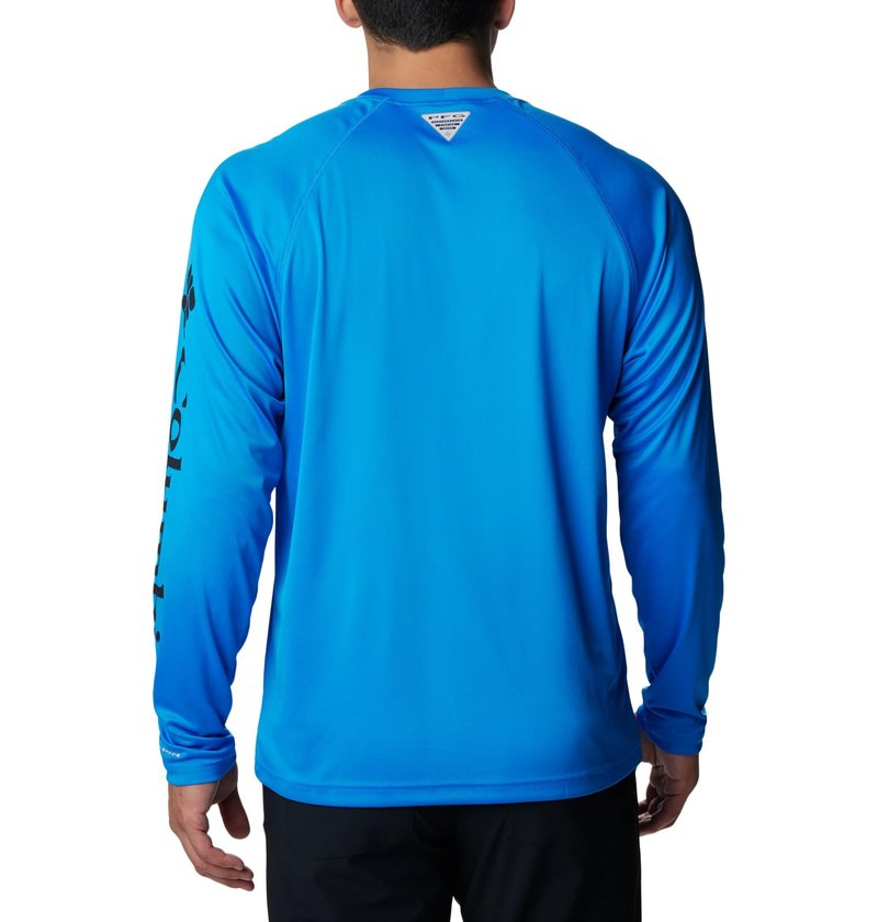 Columbia Men's Terminal Tackle Long Sleeve Shirt, Hyper Blue/Black Logo, 5X Tall
