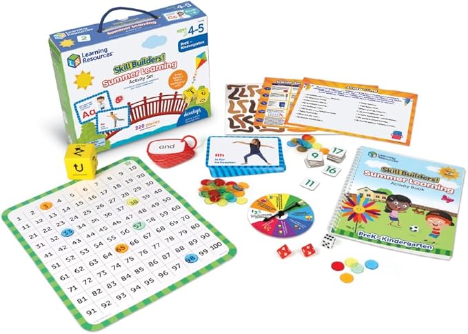 Learning Resources Skill Builders Summer Learning Activity Set PreK to Kindergarten, Ages 4+, Handwriting Practice for Kids, Reading Games, Back to School Supplies,320 Pieces