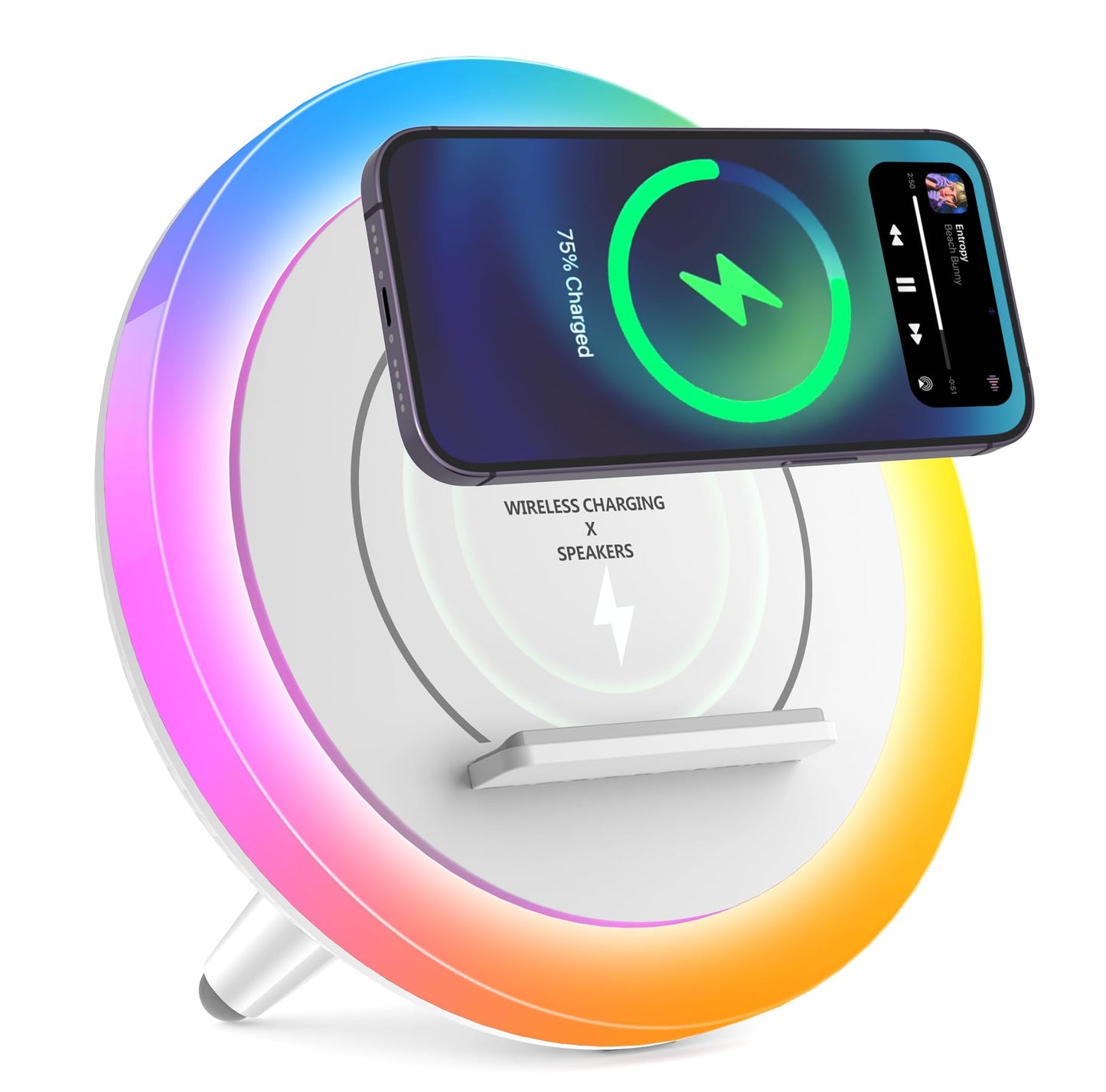 Bluetooth Speaker Night Lightsr,Wireless Charging Modern Speaker,Best Teenage Birthday Gift Ideas Tween Girls Gifts/Please use The Original Adapter