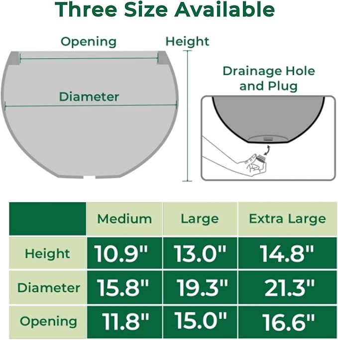 Fiberstone Sphere Planter, 15.8" Dia Round Flower Pot with Drainage Hole and Removable Plug, Plant Pot for Indoor Outdoor Use, 11.8" Opening-10.9" H Medium, White