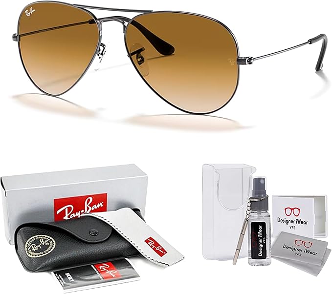 Ray-Ban RB3025 Metal Aviator Sunglasses For Men For Women +BUNDLE with ACCESSORY EYEWEAR KIT
