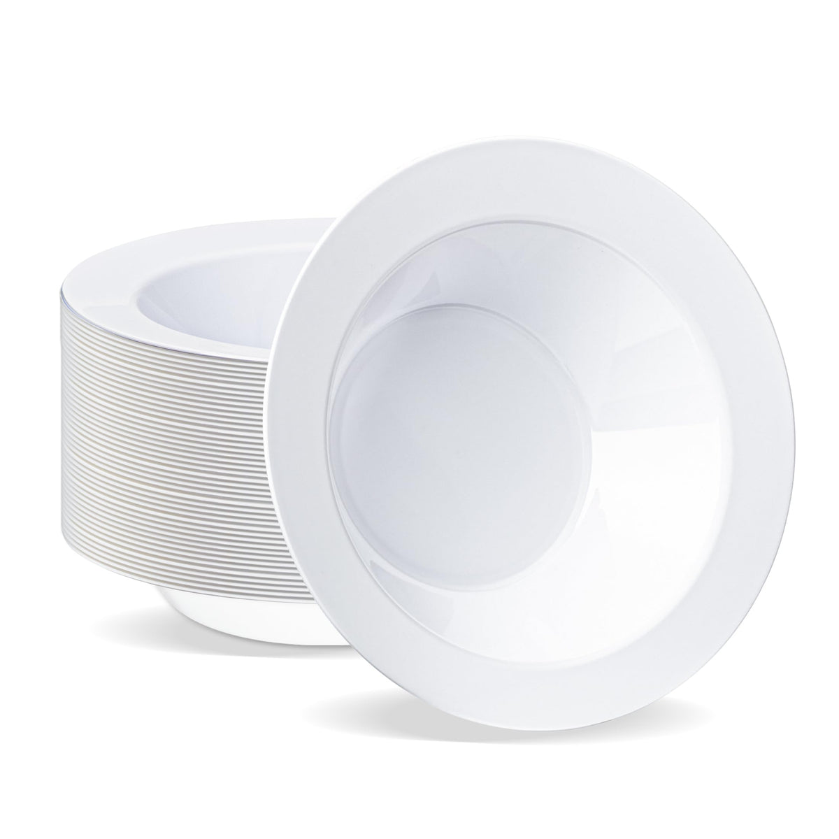 BESTVIP 100 Pack 12 oz White Plastic Bowls, Disposable Soup Bowls