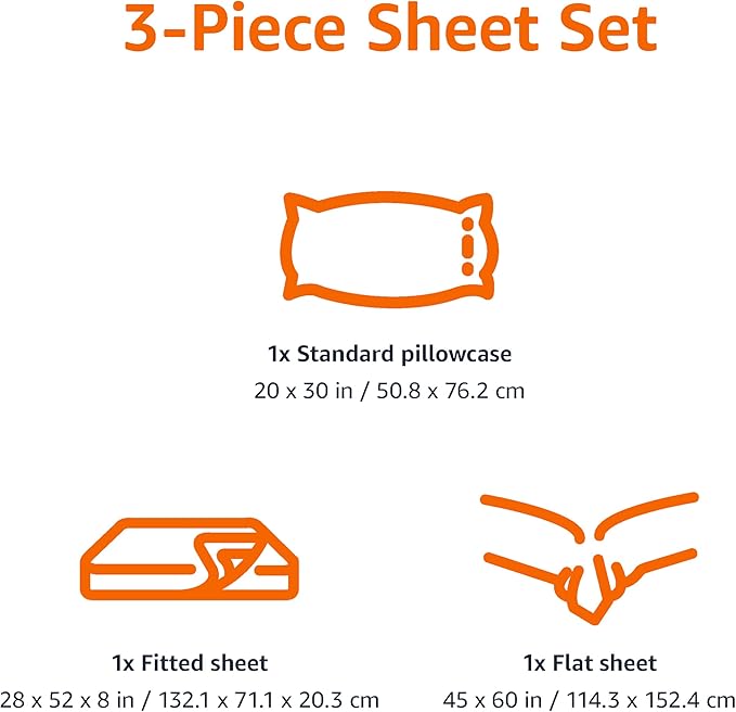 Amazon Basics Kid's Soft Easy-Wash Lightweight Microfiber 3-Piece Sheet Set, Toddler, Red, Solid