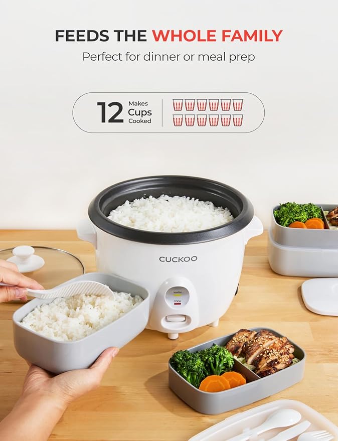 CUCKOO One-Touch Rice Cooker and Warmer, 12-Cup Cooked, White, CR-0601C