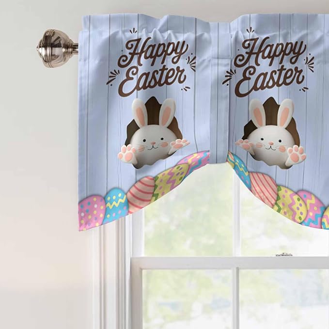 Blue Easter Tie Up Valance Curtains