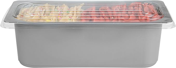 Restaurantware Ice Cream Container 25 Count 5.28 Liter Plastic Frozen Dessert Tub Rectangular Durable Storage Gray
