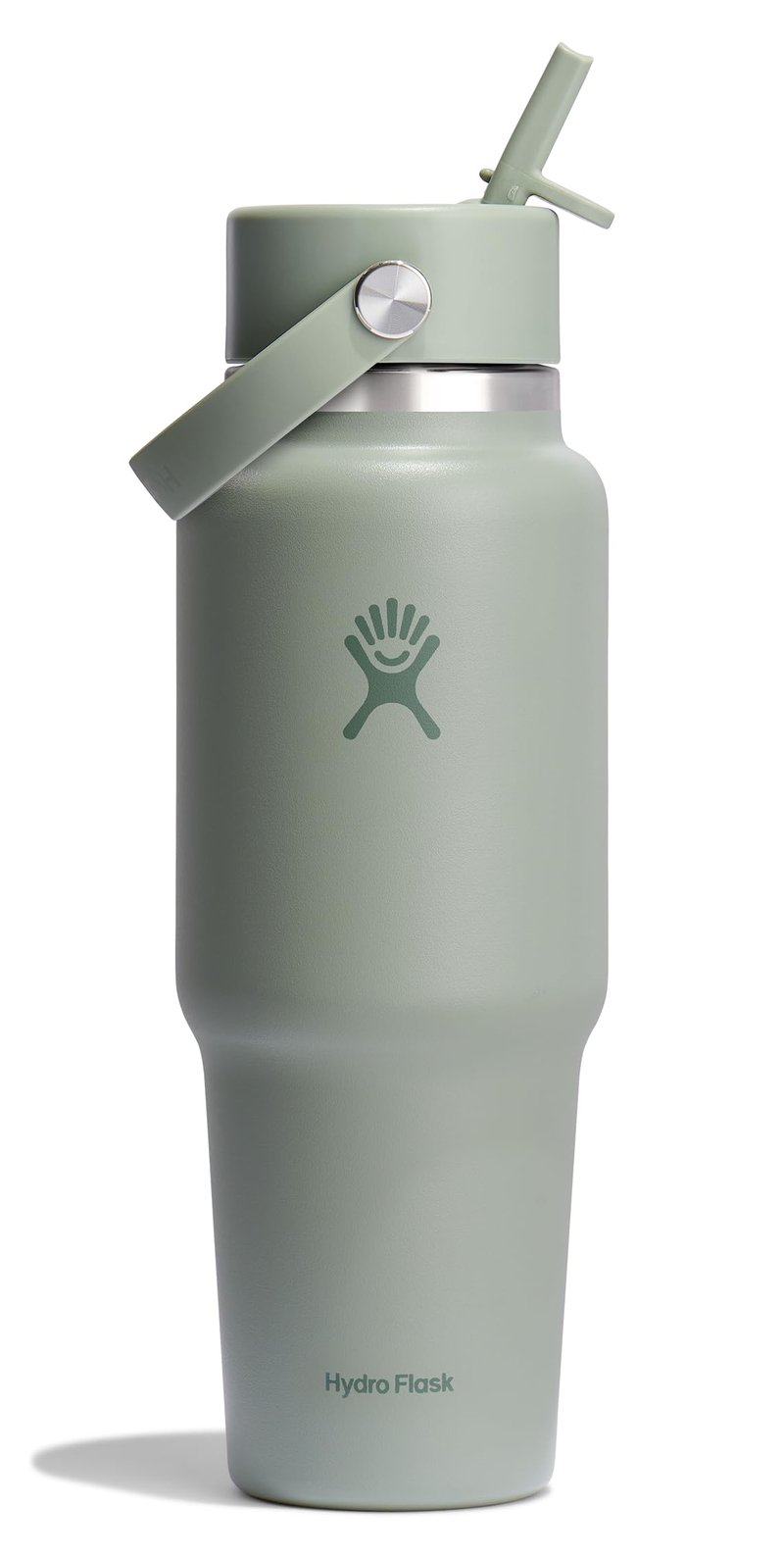 Hydro Flask Travel Water Bottle - Insulated Stainless Steel - Wide Straw Lid, Non Spill, Leakproof in 32 Oz Agave Green