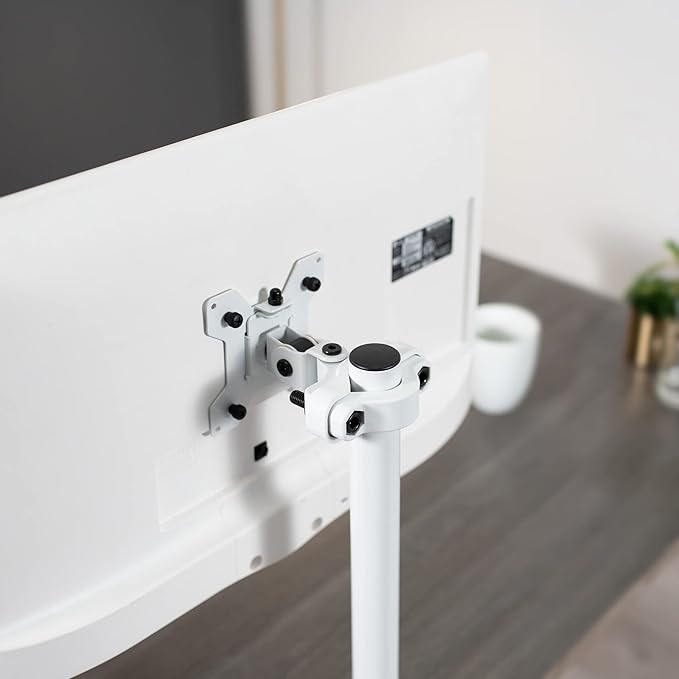 VIVO Steel Universal Bracket Pole Mount with Removable 75mm and 100mm VESA Plate, Fits up to 30 inch Screens, White, MOUNT-POLE01W