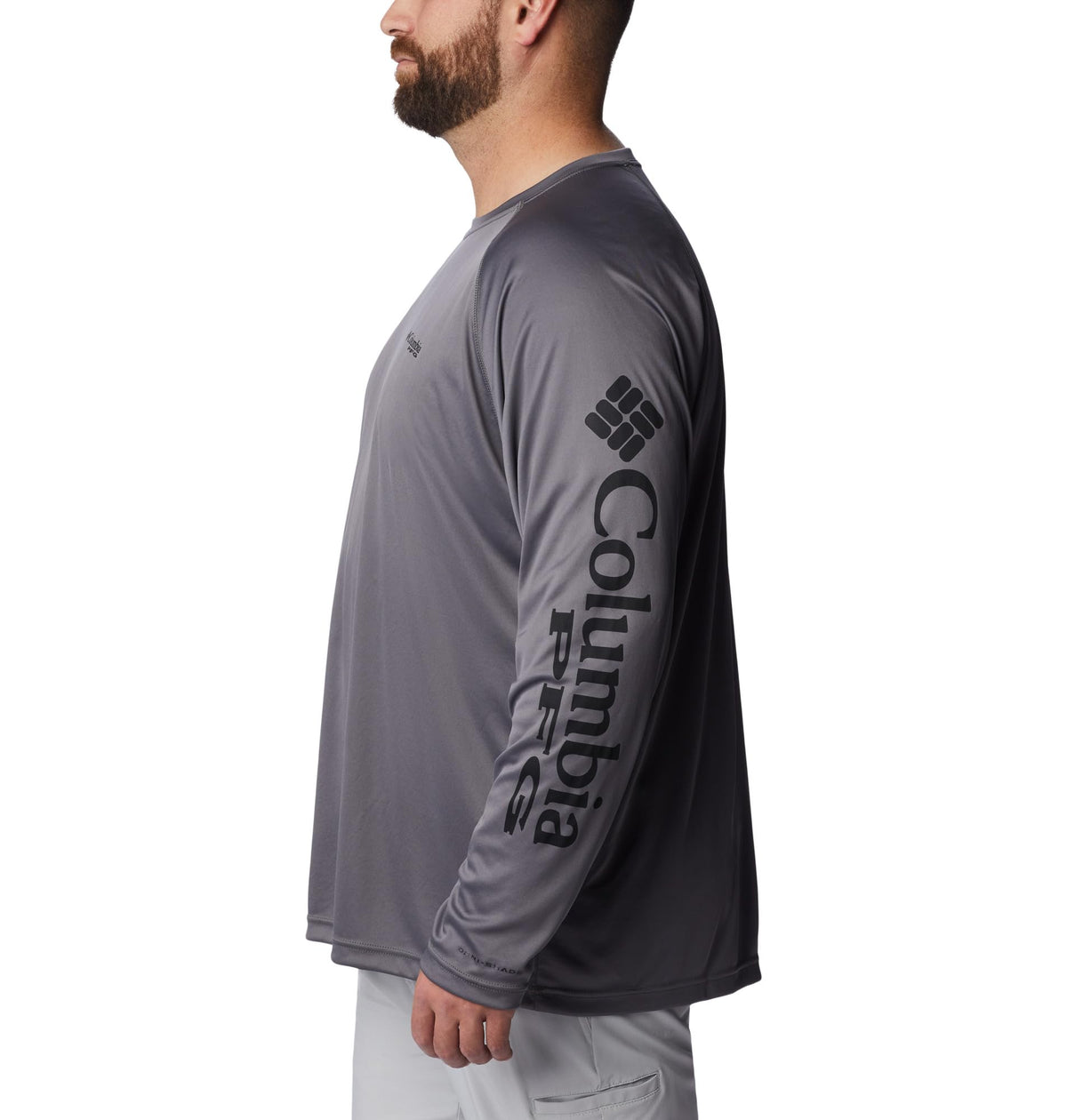 Columbia Men's PFG Terminal Tackle Long Sleeve Fishing Shirt, City Grey/Black Logo, 3X Tall