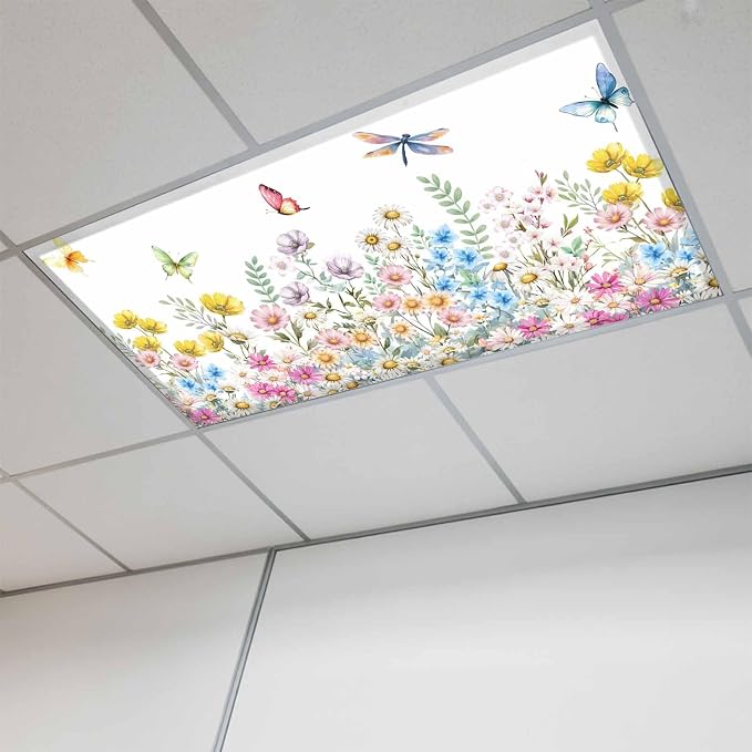 Fluorescent Light Covers for Ceiling Lights Spring Flowers Magnetic Light