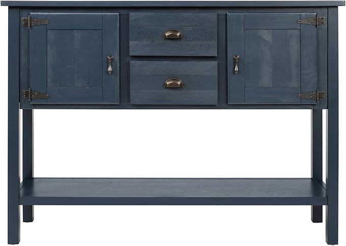 LKTART Solid Wood Farmhouse Console Table,Sofa Table with Storage Drawers and Shelves,Entryway Table for Entry Hallway Foyer,EasyAssembled (48" Navy Blue)