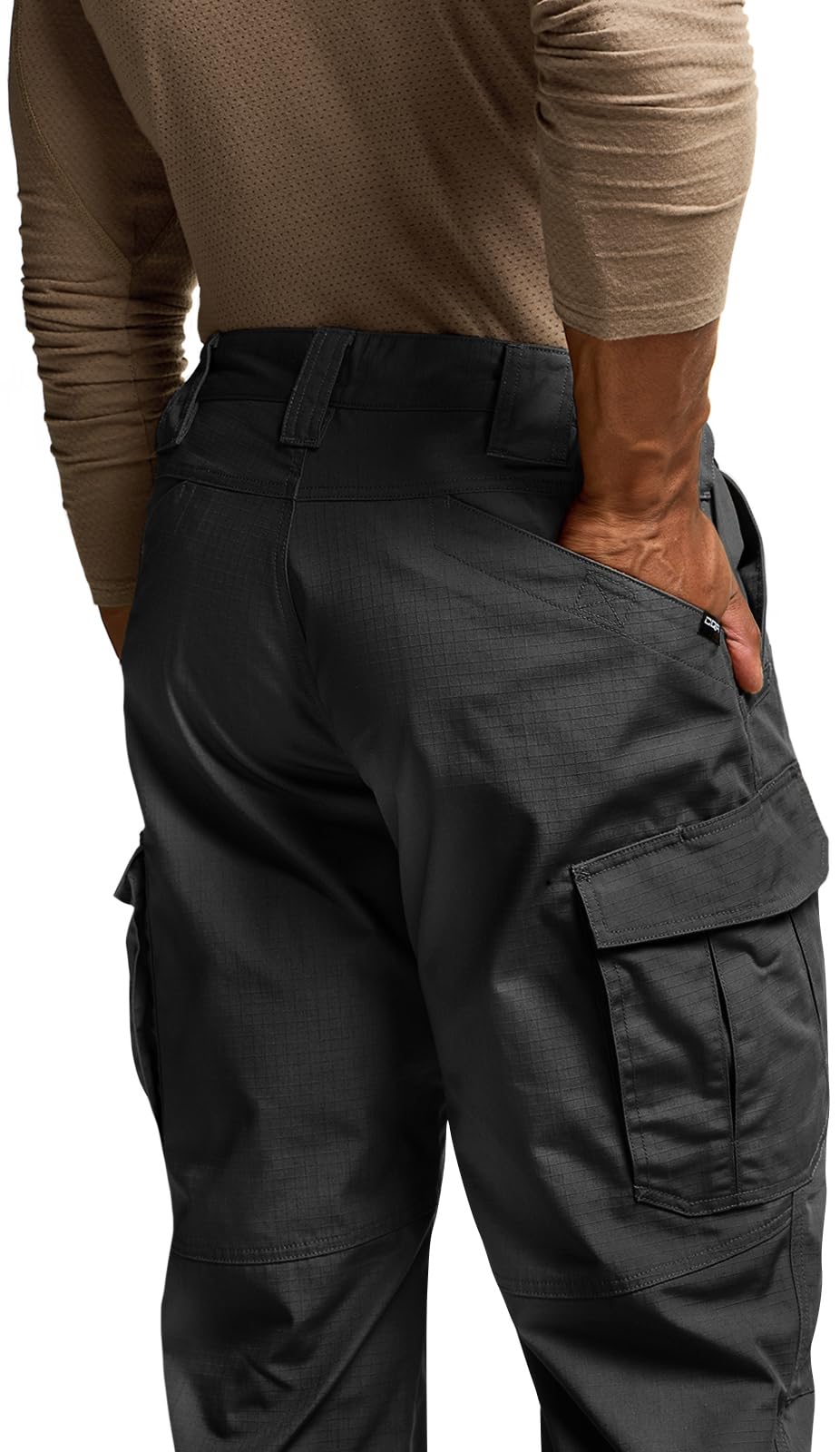 CQR Men's Tactical Pants, Water Resistant Ripstop Cargo Pants, Lightweight EDC Work Hiking Pants, Outdoor Apparel, Raider Mag Pocket Black, 44W x 32L