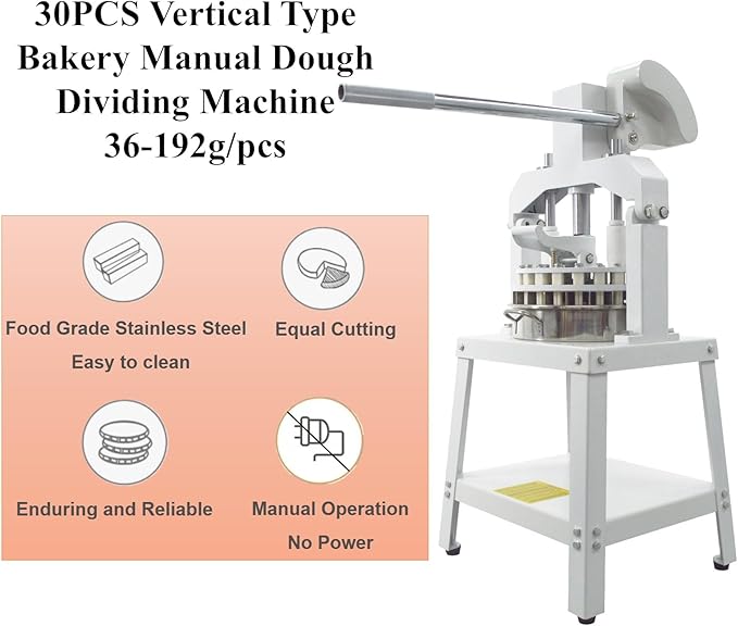BANFLUXION 30PCS Vertical Type Manual Dough Dividing Machine 36g-192g/pcs Bakery Dough Cutter Machine Manual Dough Divider with 2 Trays