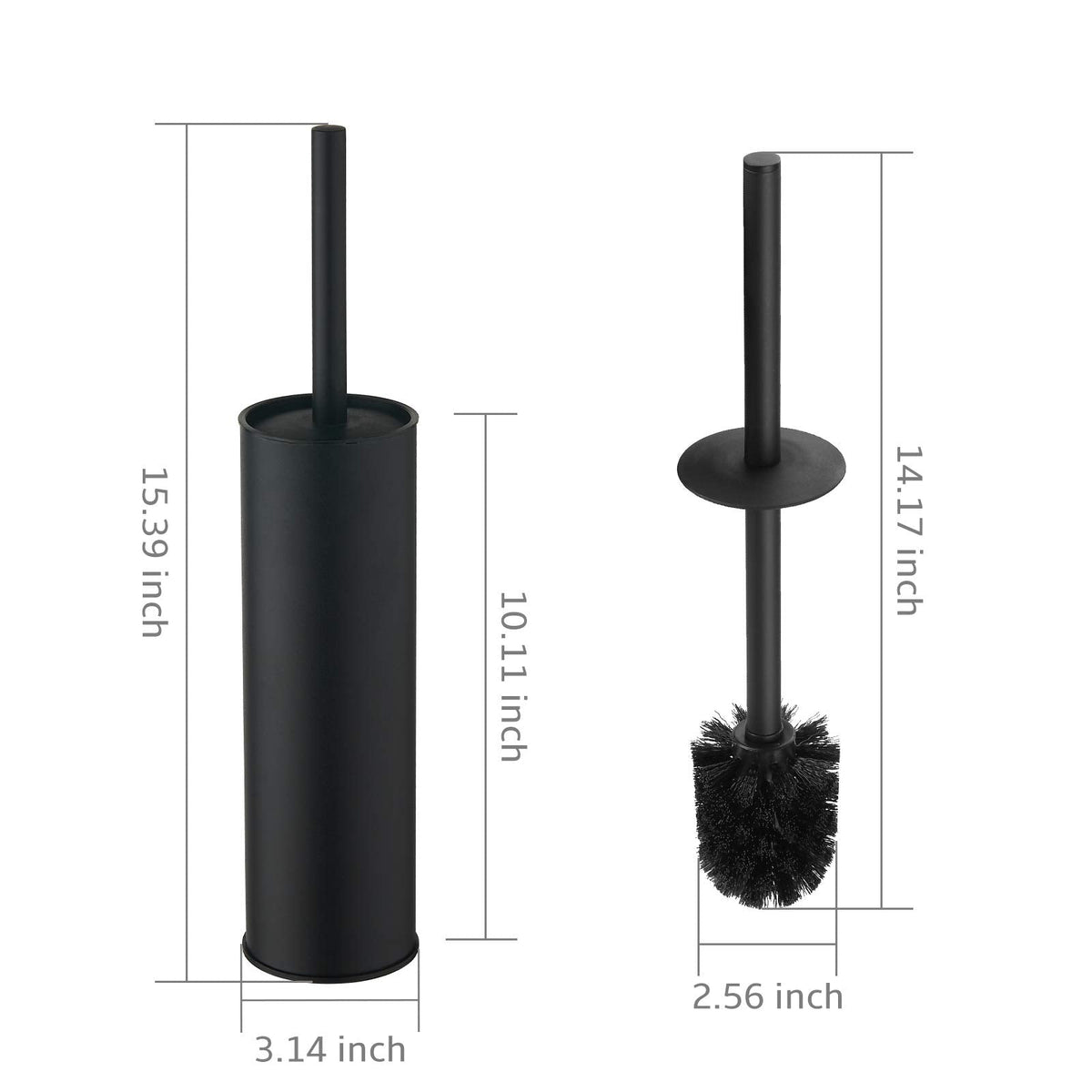BGL Stainless Steel Toilet Brush with Holder, 2 Black Bristle Heads