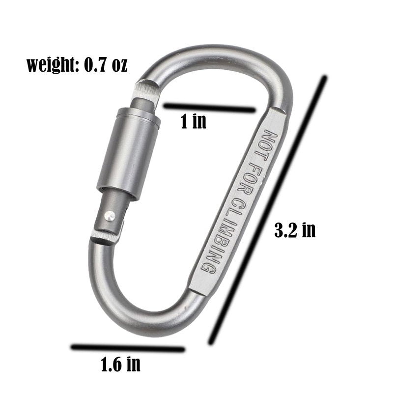Panrock Carabiner/Clip D Ring Hooks Heavy/4 Colors Locking Carabiner /3.2 in Outdoor Camping/Carabiner for Keys/ 3 of Them Random