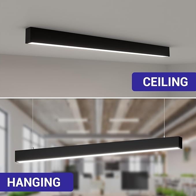 JTT 4FT LED Linear Light Fixture, 30W/40W/50W, 3000K/4000K/5000K CCT Selectable, Linkable Office Shop Light Fixture, ETL Listed Dimmable Architectural LED Suspension Office Lighting Fixture 2 Pack