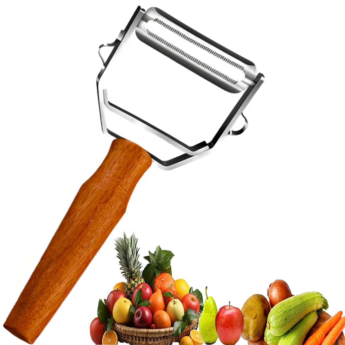 ANMIOU Vegetable Peeler Wooden Handle Sharp Stainless Steel Blade for Fruit