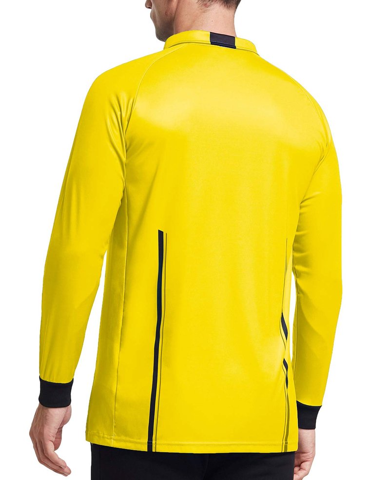 FitsT4 Sports Men's Pro Soccer Referee Jersey Long Sleeve Ref Shirt Yellow X-Small