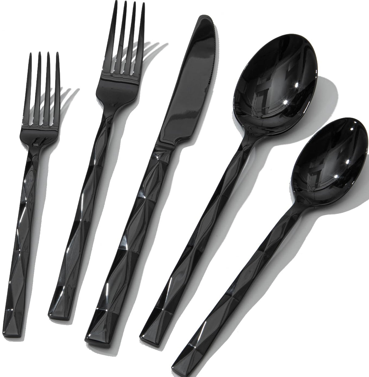 40 Piece 18/10 Black Silverware Set, Stainless Steel Flatware Cutlery for 8