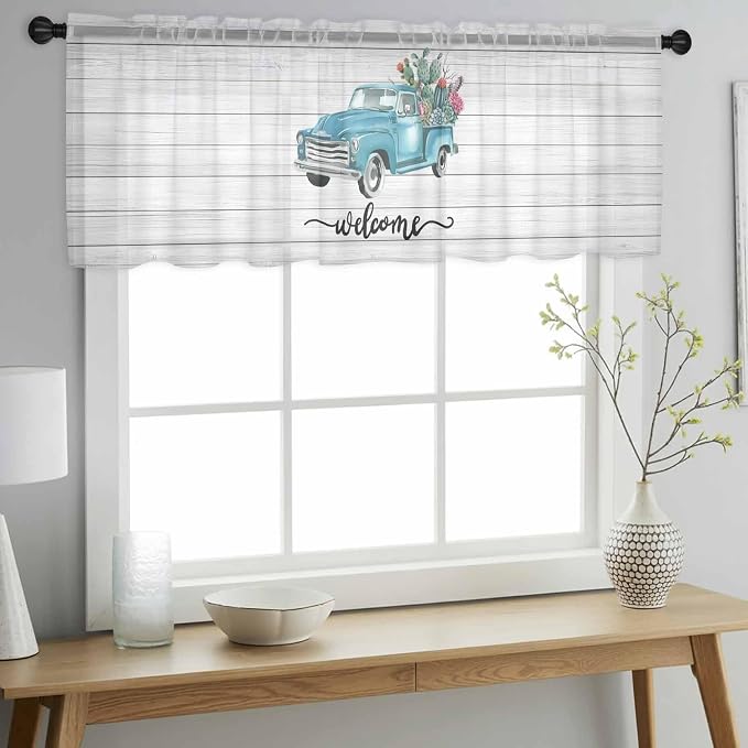 Welcome Sheer Valance Curtains, Summer Car
