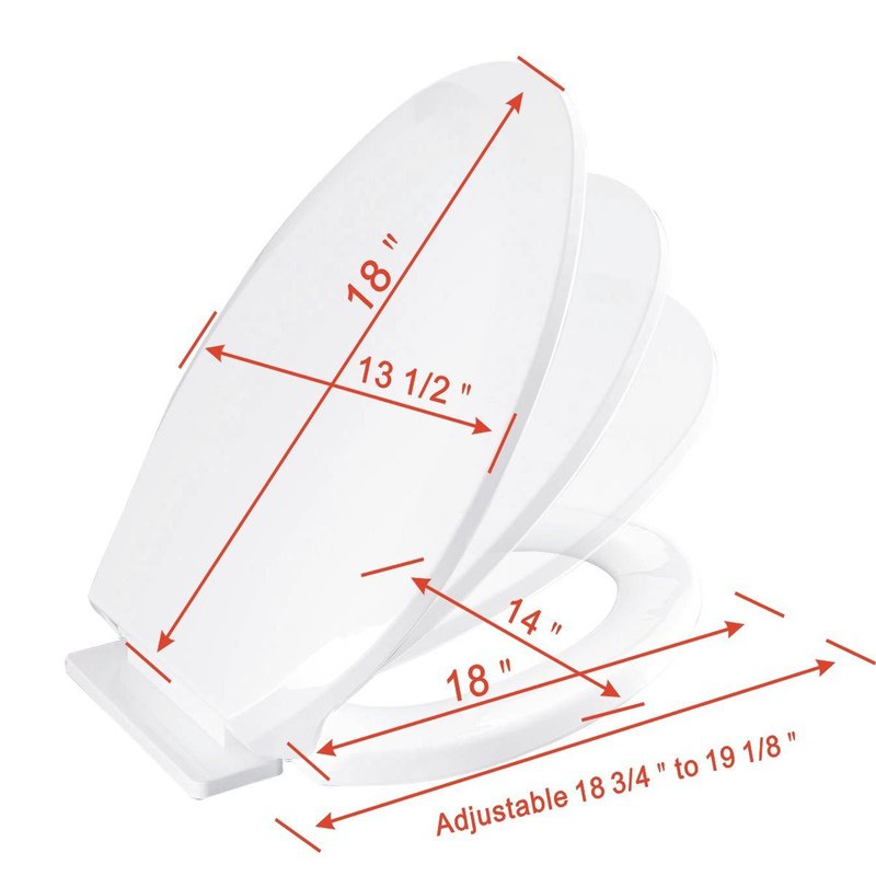 Renovators Supply Manufacturing White Plastic Soft Close Toilet Seat Elongated Slow Close Toilet Seat With Adjustable Mounting Hardware
