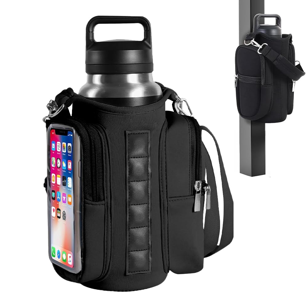 Tiiyee Magnetic Gym Bag Water Bottle Holder, Crossbody Sling Carrier Pouch
