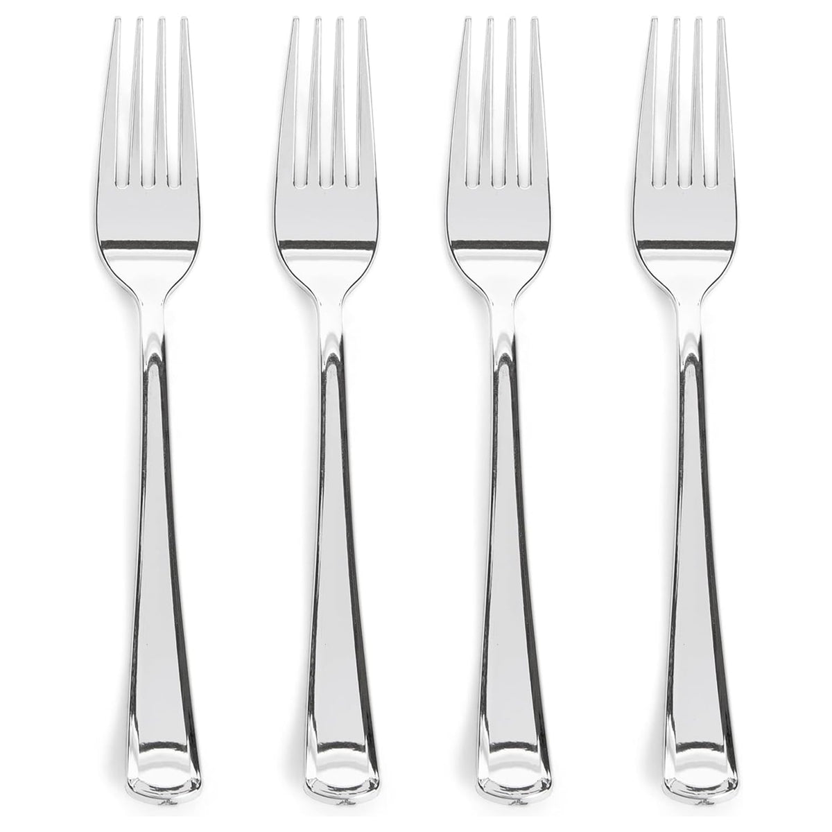 Prestee Set of 100 Rose Gold Plastic Forks Disposable - 7-in Heavy-Duty Fork Flatware - Bulk Pack Fancy Silverware - Sturdy Pink Cutlery for Weddings, Birthday Parties, Buffets, Catering and Events