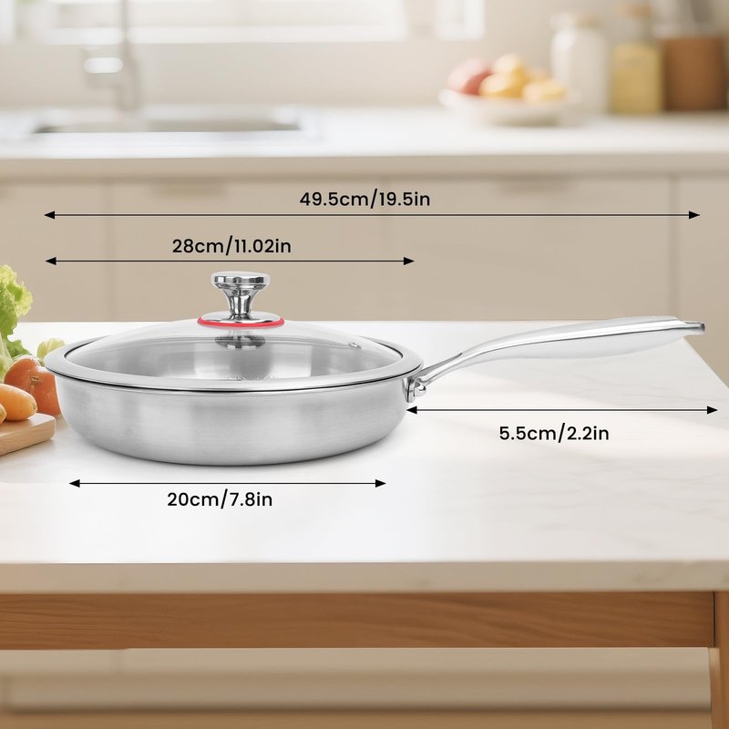 NKDFRI Titanium Hammered Pan Pro with Lid - 11.02 Inch Titanium Frying Pan | Scratch-Resistant, Even Heating Cookware for All Stovetops (11in-With Lid)