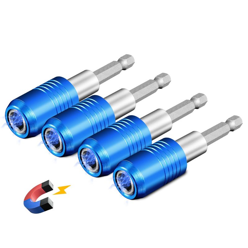 BLACKROBOT 4-Piece Magnetic Quick Change Impact Bit Holder, 2.5-Inch Drill Bit Extension for 1/4" Hex Drives, Ideal for Screwdriver Bits, Nuts, Drills and Socket Driver Adapters