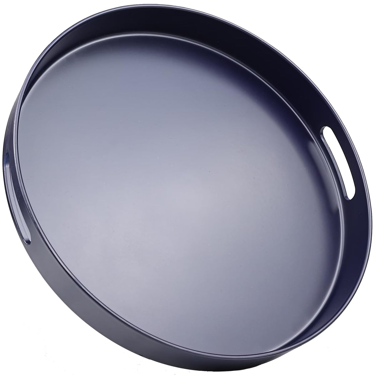 SforGUVA Square Navy Blue Decorative Serving Tray with Handles, Versatile Ottoman Tray for Coffee Table, Entertaining, Outdoor Patio, Living Room, 13”*13”*1.6”