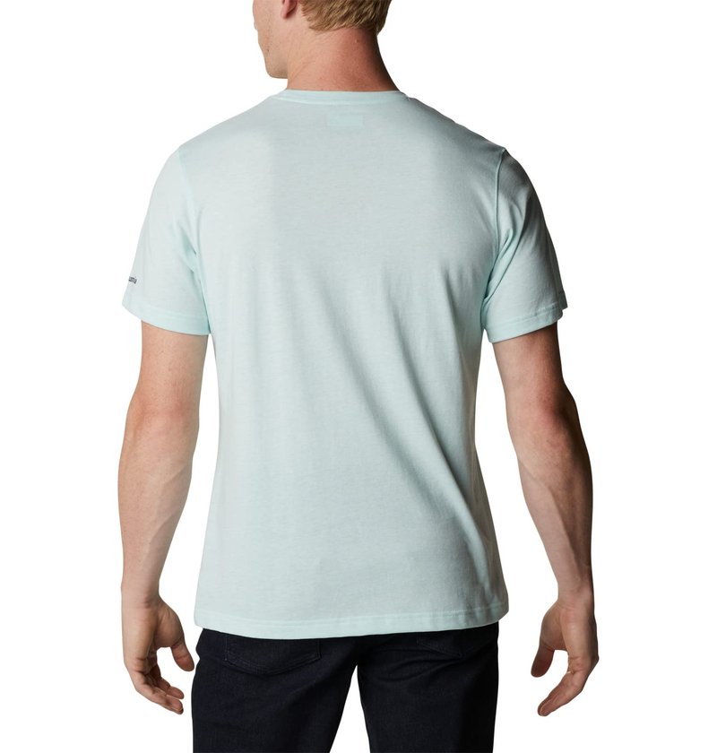 Columbia Men's Thistletown Hills Graphic Short Sleeve, ICY Morn Heather/Hikers Graphic, Large Tall