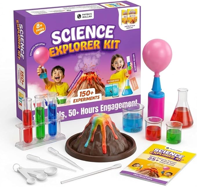 PW Science Kit for Explorer Kids with Instructions Manual 150+ Fun & Educational Science Experiments Kit DIY Kit for Kids Ages 8+ STEM Learning Toy & Kit Multicolor