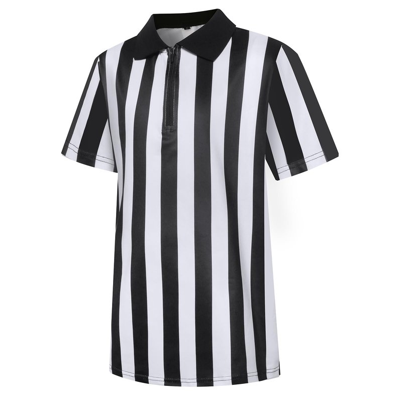 Referee Shirt Costume Kids Football Basketball Official Umpire Jersey Black White Stripe Pro Ref Uniform Short Sleeve