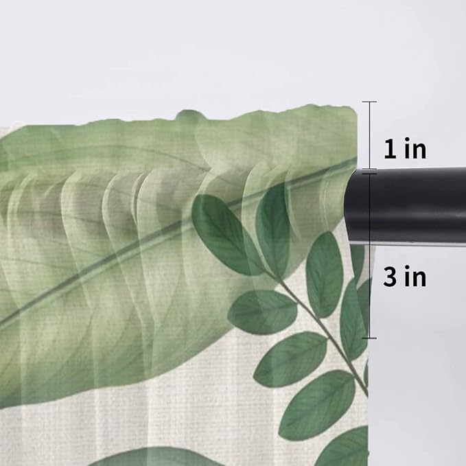 Summer Palm Leaf Sheer Valance Curtains