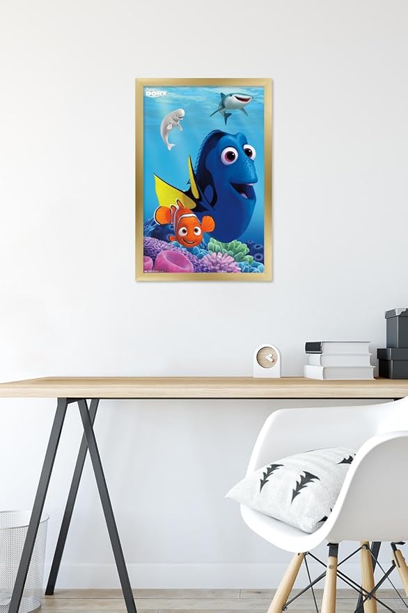 Trends International Disney Pixar Finding Dory - Dory Wall Poster, 14.725" x 22.375", Gold Framed Version