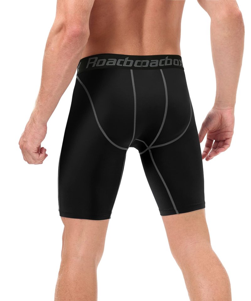 Roadbox Compression Shorts for Men Athletic Workout Underwear Running Gym Spandex Short Sports(Black,Black,Black,L)