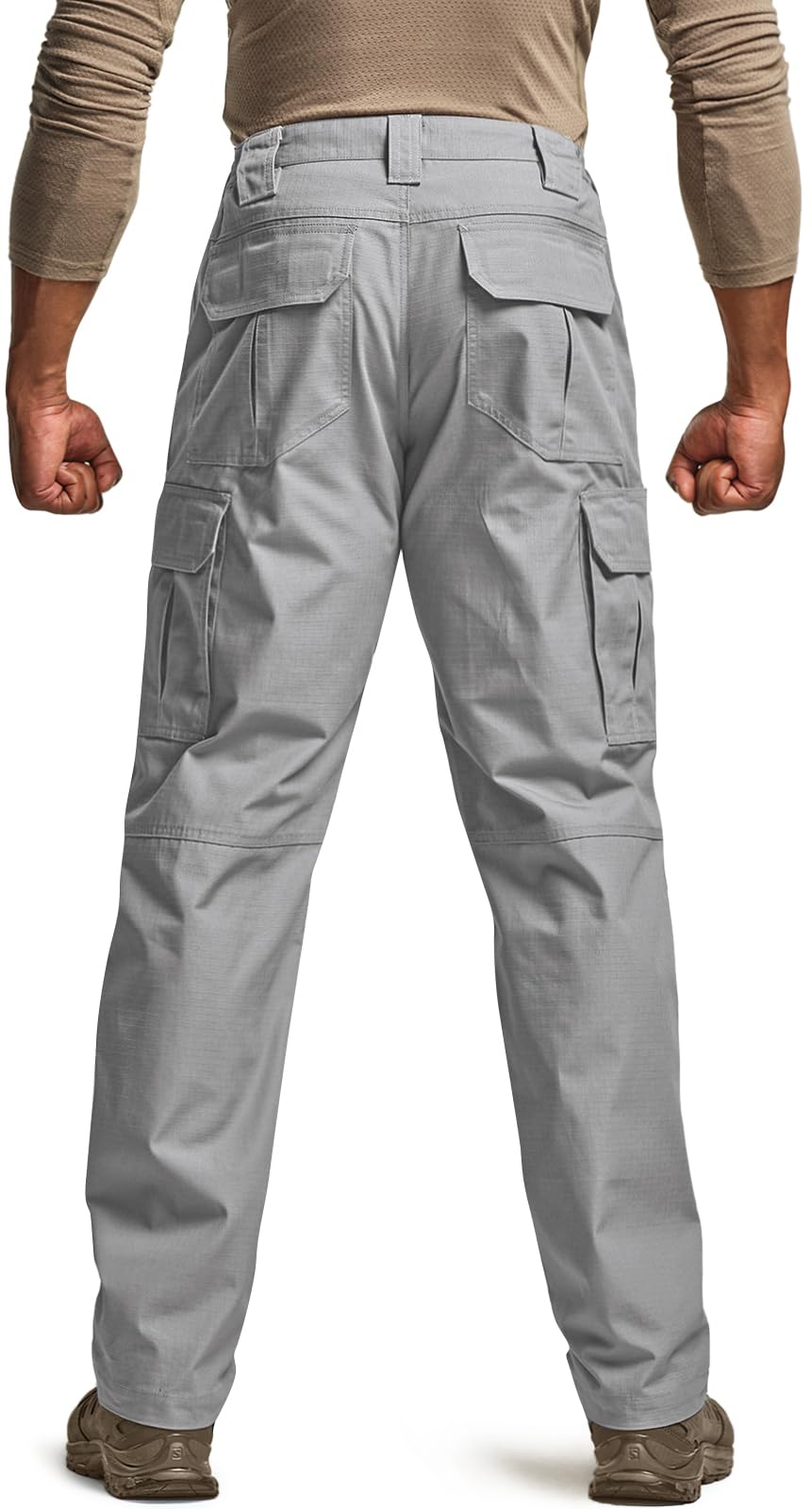 CQR Men's Tactical Pants, Water Resistant Ripstop Cargo Pants, Lightweight EDC Work Hiking Pants, Outdoor Apparel, Raider Stone, 32W x 32L