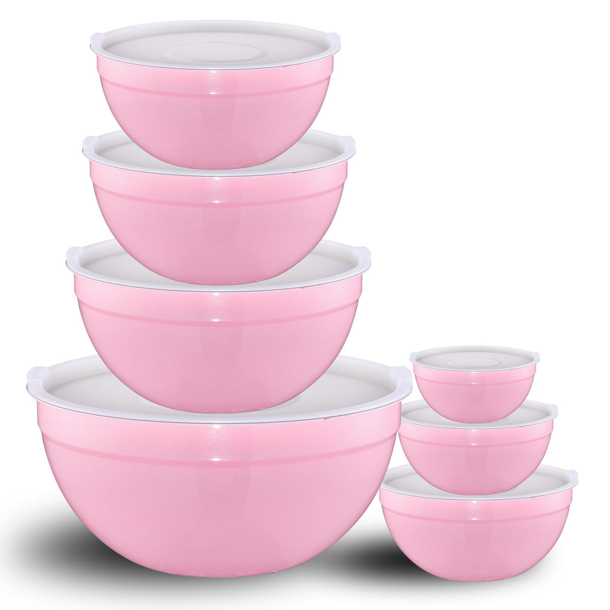 LKTDYMEG Black Mixing Bowls with Lids Set of 7, Stainless Steel Nesting Bowl with Khaki Lid for Non-slip Mixing Prepping Storing Serving, 7 Sizes-7/3.6/2.7/2.1/1.5/1/0.8 QT