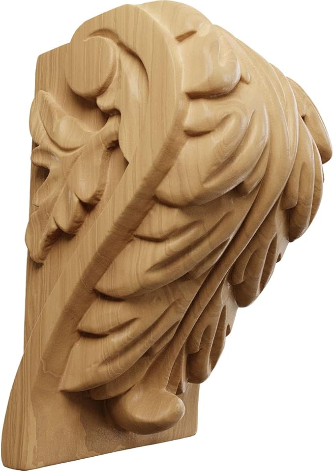 Ekena Millwork CORW03X03X05BACH Medium Acanthus Leaf Block Wood Corbels, 3 1/4"W x 2 3/4"D x 5"H, Cherry