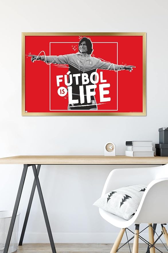 Ted Lasso - Futbol is Life Wall Poster, 34L" x 22.4W", Gold Framed Version